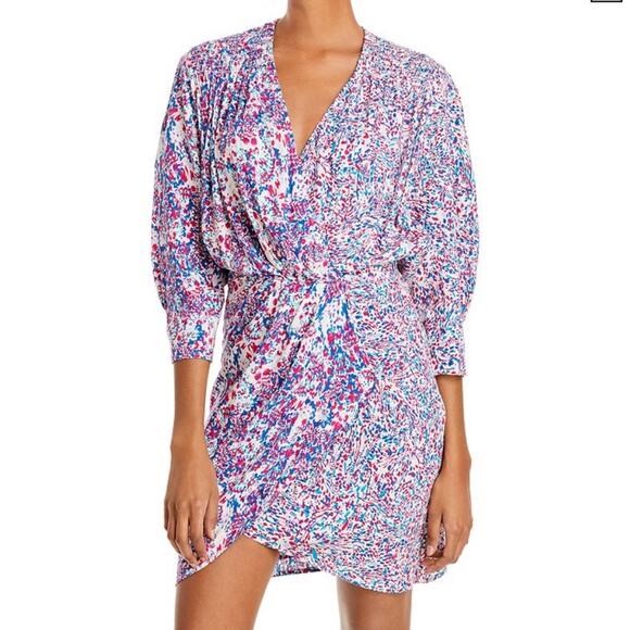 IRO Firenze Printed Dress In Mixed Blue Size XXS - Picture 1 of 9